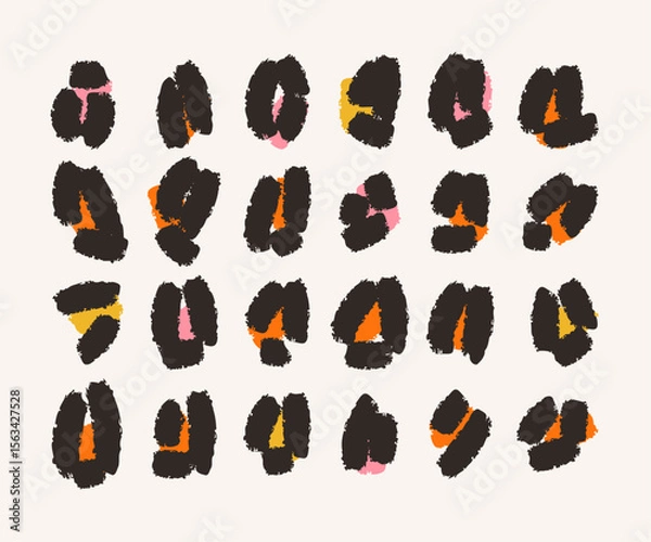 Fototapeta Leopard spots, shapes. Set. Vector design elements