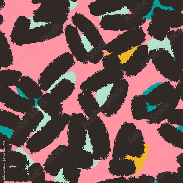 Fototapeta Leopard spots seamless pattern design. Vector pink background, wallpaper, wrapping paper, fabric, print