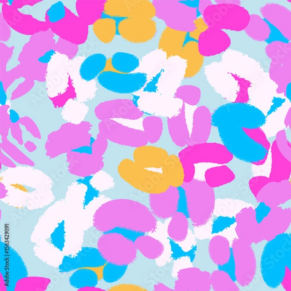 Fototapeta Floral seamless pattern with abstract different flowers. Vector background, design, print