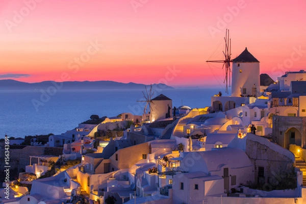 Obraz Piękny zachód słońca na Santorini, Grecja