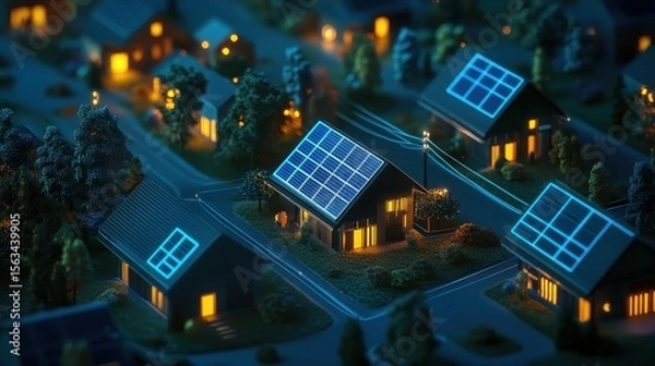 Fototapeta Microgrid Powered by Renewable Energy for Self-Sufficient Homes