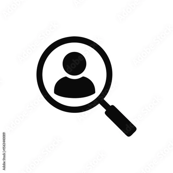 Obraz Finding the Right Candidate A Magnifying Glass Focused on a Person Icon Represents Recruitment and Talent Acquisition Processes