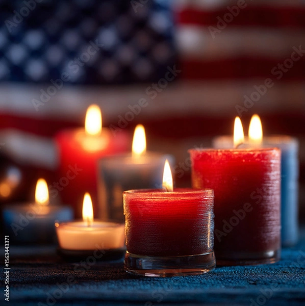 Obraz candles with 4th of july theme in the background, flag american on background with candles