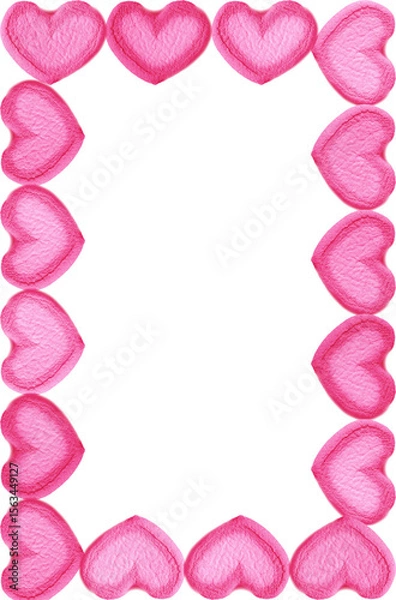 Obraz Gorgeous Rose Pink Heart Shaped Marshmallow Candies Frame on Transparent Background, PNG File