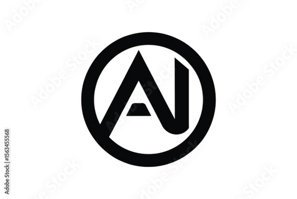 Fototapeta A black and white logo featuring the letters a and j inside of a circle