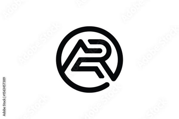 Fototapeta A stylized black and white logo featuring the letters a and r in a circle