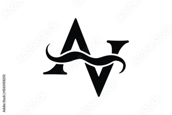 Fototapeta A stylized black logo featuring the letters a and v with a wavy line in between