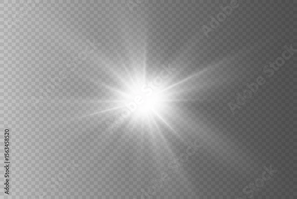 Obraz Star light effect.White light explodes into a transparent explosion.Bright star.Transparent shine, bright flash.