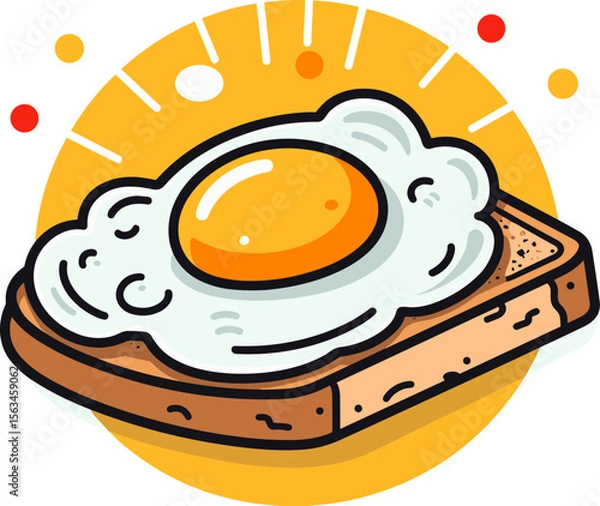 Obraz Sunny-Side Up Egg on Toast: A Delicious Breakfast Delight Illustration