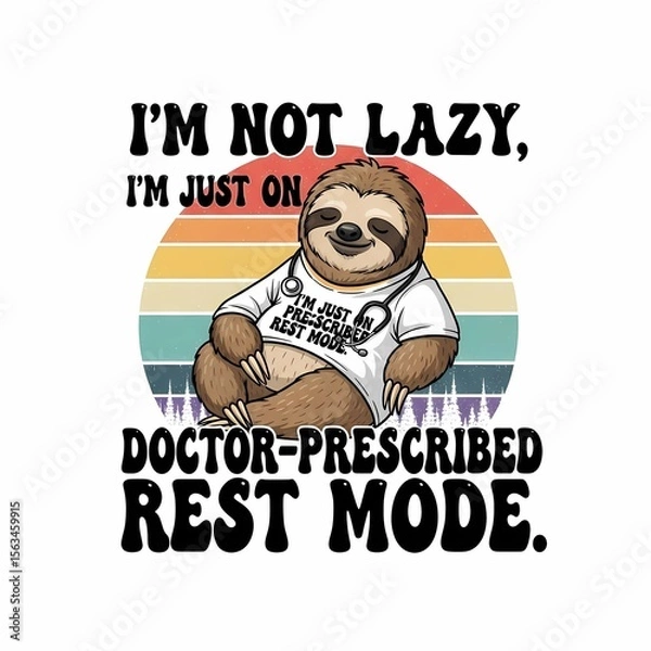 Fototapeta Doctor-Prescribed Rest Mode Sloth with Sunset Background