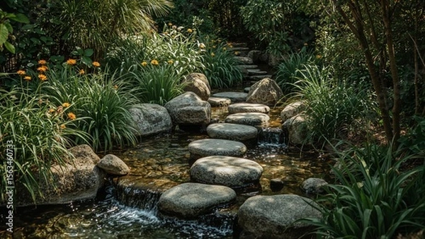 Fototapeta stream in the garden