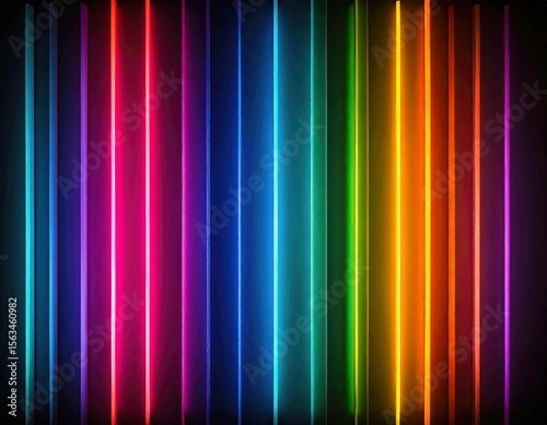 Fototapeta Neon Rainbow Stripes on Black