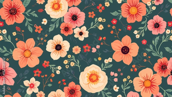Fototapeta seamless pattern with flowers