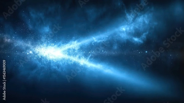 Fototapeta Cosmic rays burst through nebula; deep space background; science fiction