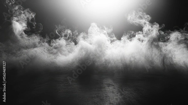 Fototapeta Ethereal Fog Landscape in Black and White, Atmospheric Mystery Illustration