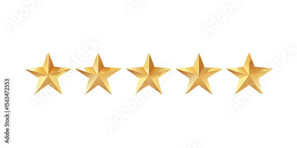 Obraz Five golden stars rating review system performance feedback best quality award