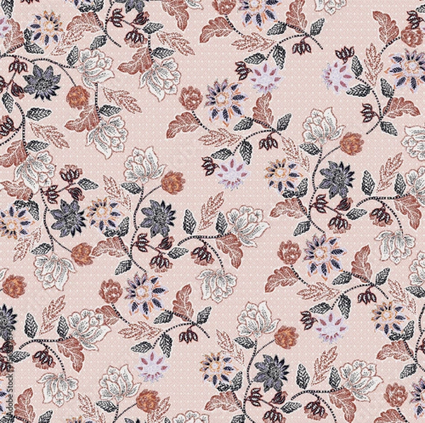 Fototapeta All Over Botanical Pattern with Soft Color Harmony