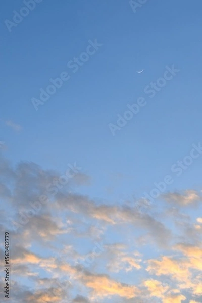 Obraz half moon floating on blue sky in twilight background 
