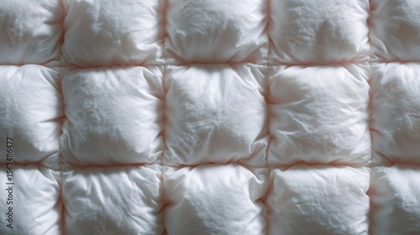 Fototapeta A seamless grid of fluffy white pillows creating a uniform texture, ideal for bedding, relaxation, or comfort themes.