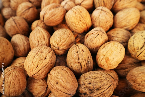 Obraz Pile of Dried Walnuts for Sale on a Local Market