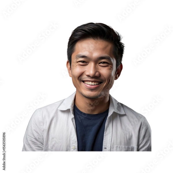 Fototapeta Happy Asian Man Smiling, Portrait on Transparent Background