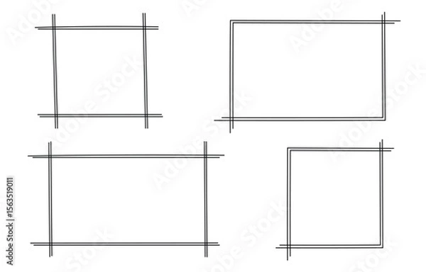 Obraz Brush Strokes Frames Collection. Hand Drawn Simple Vintage Frames Set.