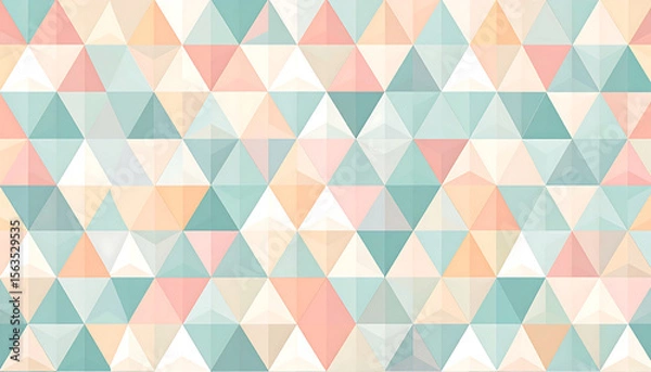 Fototapeta Seamless vector pattern of geometric triangles in soft pastel color palette