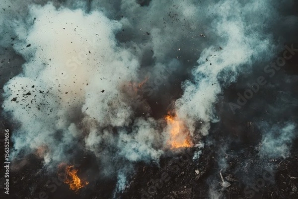 Obraz Dramatic Fire and Smoke Erupting from Wildfire in Natural Environment