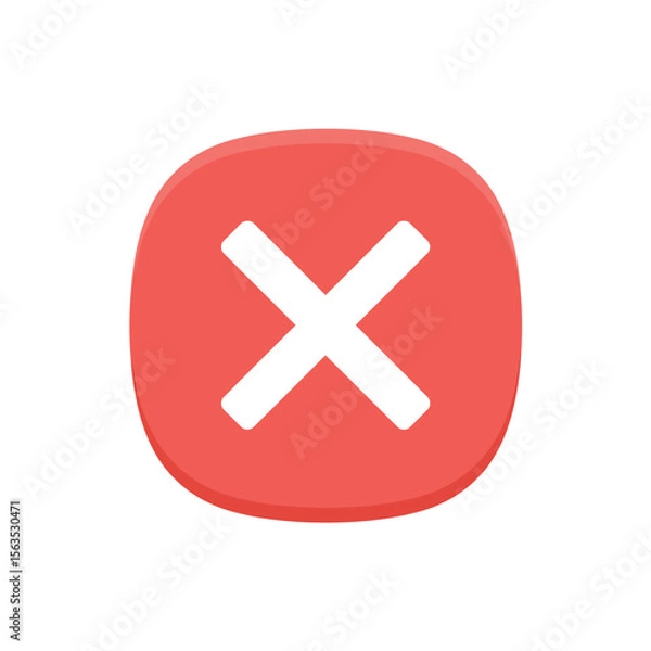 Fototapeta red cross button, reject or disapprove sign