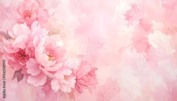 Obraz Delicate pink flowers in soft focus, creating a gentle springtime aesthetic.