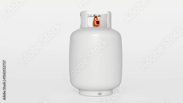 Fototapeta A 3d rendering of white gas tanks, the curved surfaces of the tanks and reflections that define their cylindrical shapes.