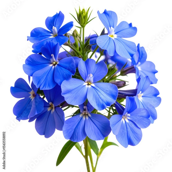 Fototapeta Trailing Blue Lobelia Flowers on Green Stem, Transparent