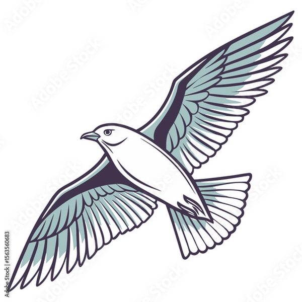 Obraz Flying Bird Isolated on White Background Vector Illustration