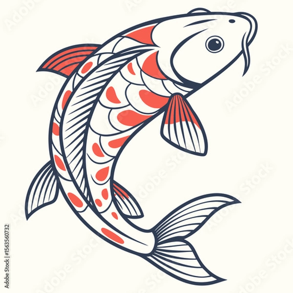 Obraz Fish Isolated on White Background Vector Illustration