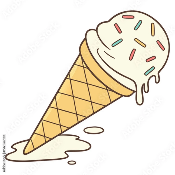 Obraz Ice Cream Cone Isolated on White Background Vector Illustration