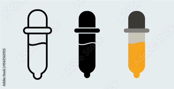 Fototapeta Vector Set of Eyedropper Tool Icons in Outline, Solid, and Color Versions for Color Sampling and Design Applications