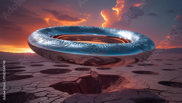 Fototapeta colossal highly reflective chrome torus ai genrative