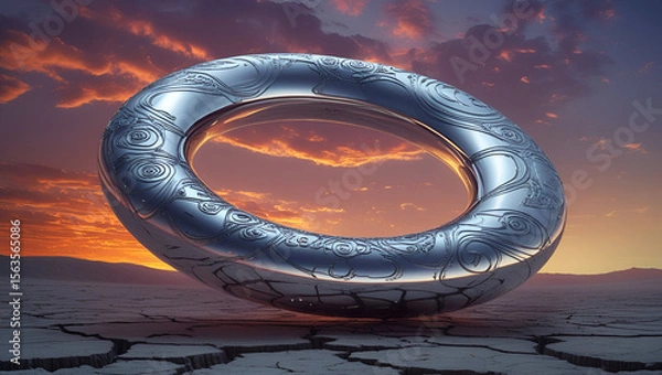 Fototapeta colossal highly reflective chrome torus ai genrative