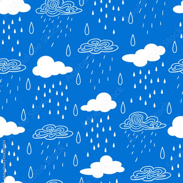 Fototapeta Blue Mood Drizzling Delight Rain Season Pattern can be use for background, apparel, and template design