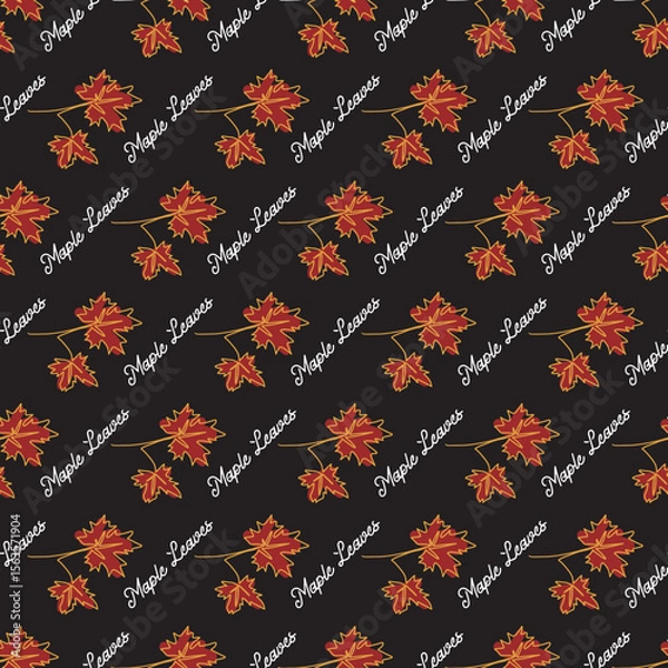 Fototapeta Red Autumn Splendor Maple Foliage Vector Pattern can be use for background, template, and apparel design