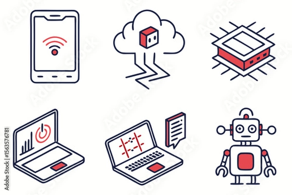 Fototapeta vector illustration of a set of icons