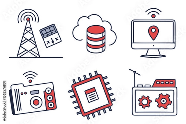 Fototapeta vector illustration of a set of icons