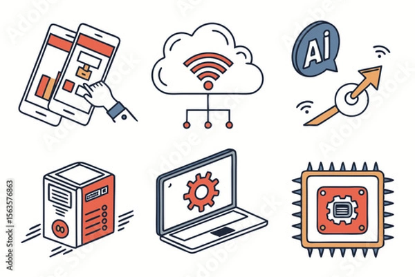 Fototapeta set of icons for web