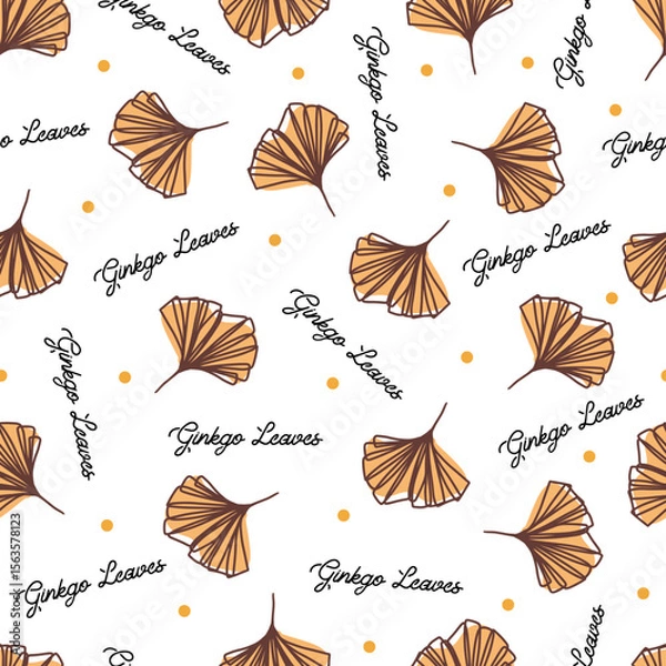Fototapeta Fall Ginkgo Leaves Dust Wind Vector Pattern can be use for background, template, and apparel design