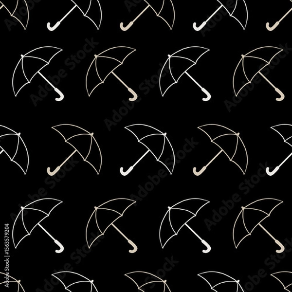 Fototapeta Umbrella Canopy Rain Refuge Silhouette Pattern can be use for background, template, and apparel design