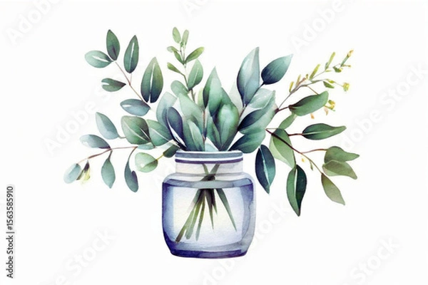 Fototapeta Serene Candlelight with Eucalyptus Leaves
