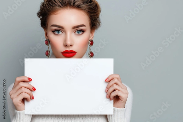 Obraz Glamorous Woman with Red Lipstick