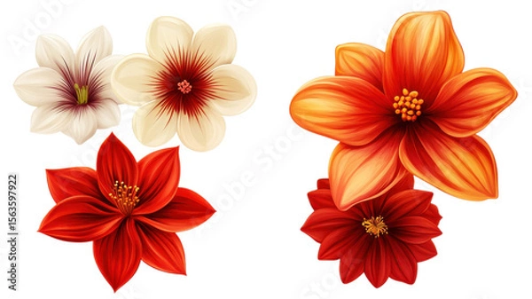 Fototapeta Vibrant blooms showcase stunning colors and intricate details in a harmonious floral arrangement celebrating nature's beauty on transparent background