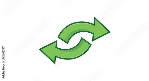 Obraz Green refresh arrows vector illustration - icon for synchronization and update in flat design