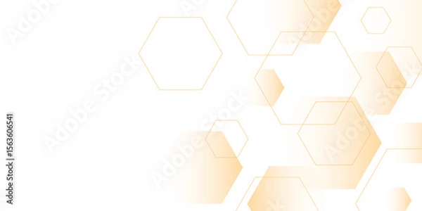 Obraz white and orange technology hexagonal abstract background. Abstract gradient hexagon digital technology background. Vector abstract graphic design banner pattern presentation background web template.	